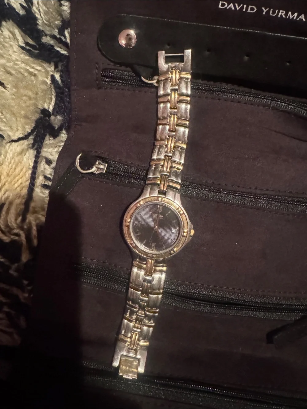 Citizen Two-Tone Silver and Gold Bracelet Watch with Dark Dial